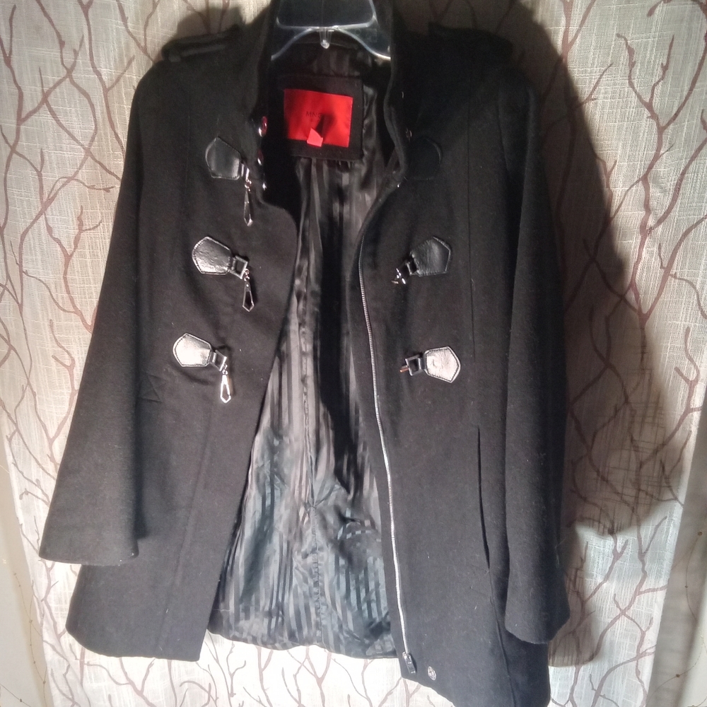 MNG Suit Women's Black High Collared Coat Sz XS